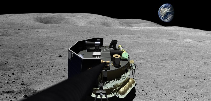 Mondland in Sicht: wie Moon Express kommerzielle Mondflüge realisieren will. Was unser Foto zeigt, könnte bereits 2017 Wirklichkeit sein: Moon Express' MX-1 nach der Landung auf dem Mond.