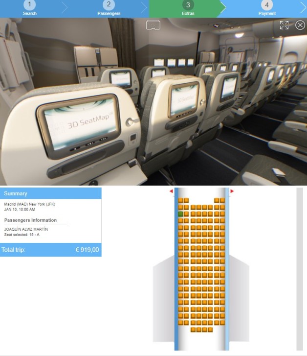 Die „3D Seat Map VR“ bietet dem Passagier bei der Sitzbuchung einen 360-Grad-Blick aus der Perspektive des gewählten Platzes. (#9)